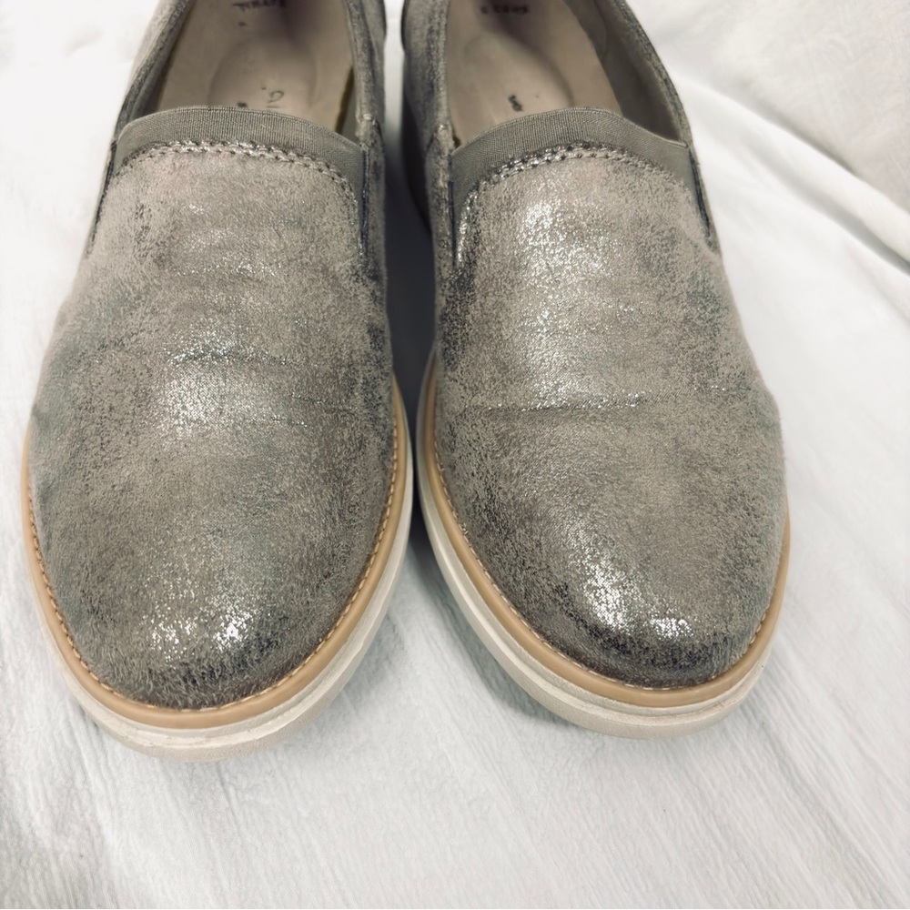 Clarks Pewter Metallic Distressed Sharon Dolly Slip On Size 7 Silver Gray - Picture 6 of 16